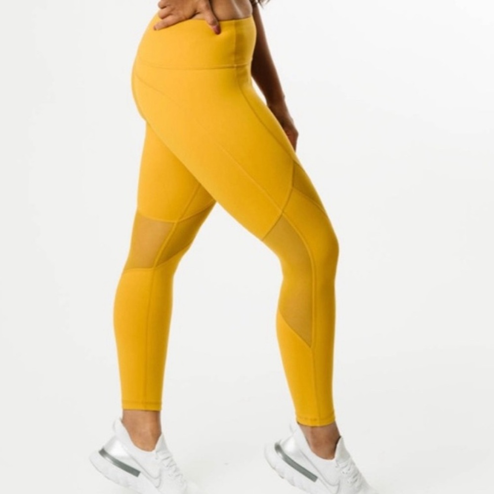 Zyia Leggings - Faith Mesh Alive Mid-Rise 7/8 - Mustard Yellow NWT
